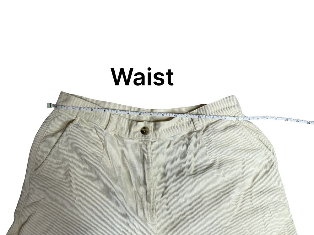 LL Bean Straight Corduroy Pants Womens 12 Cream White Heavy Cotton Favorite Fit - Picture 4 of 9